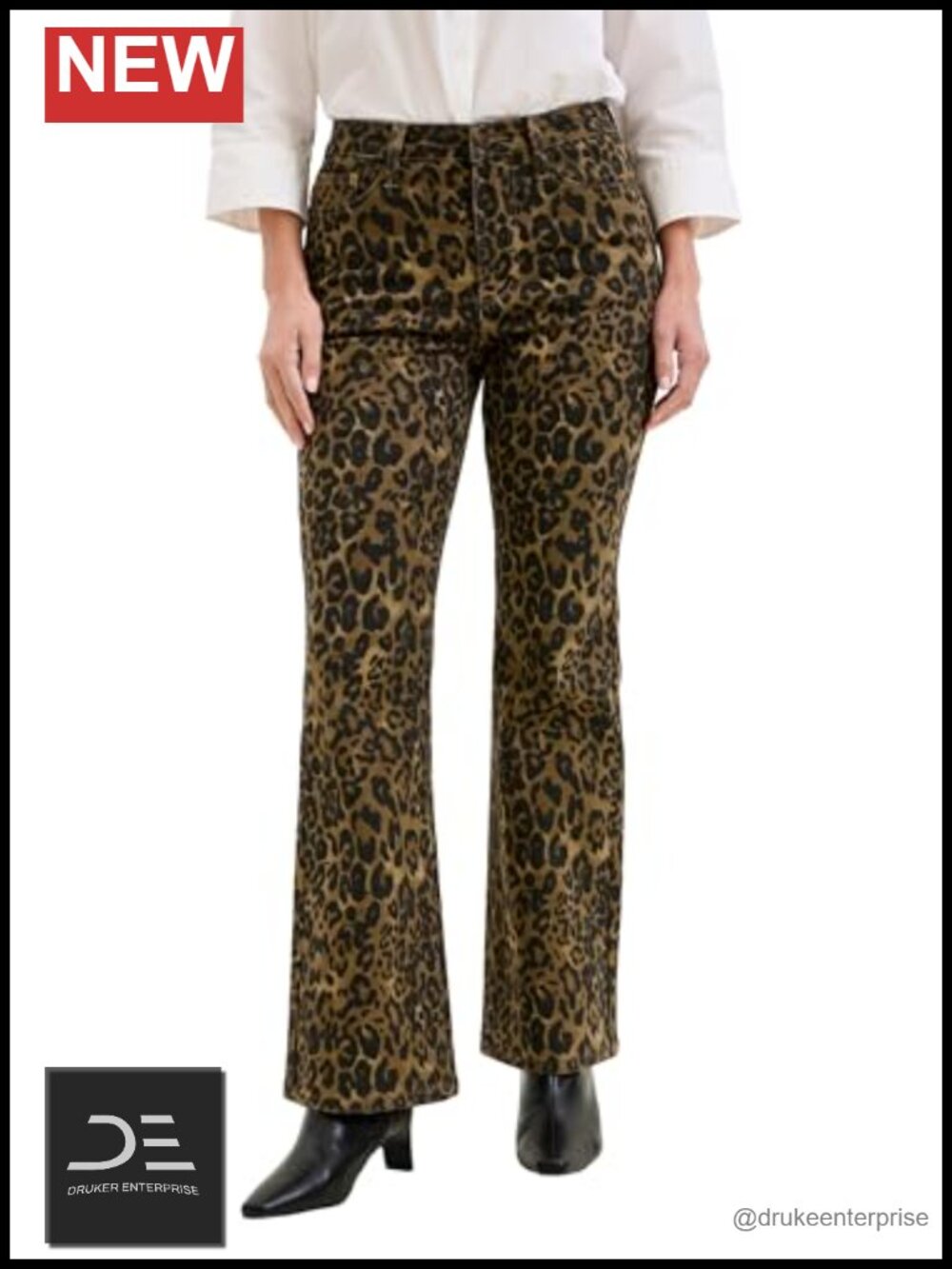 High Rise Leopard Print Bootcut Jeans Size 27